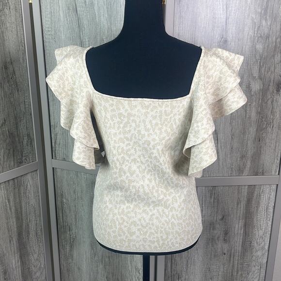 INC metallic leopard print crop sweater women’s M - Picture 6 of 13